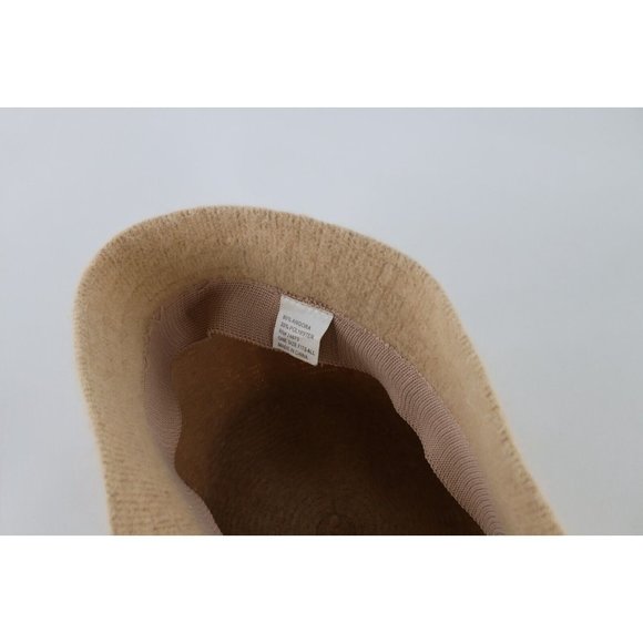 Vintage 90s Streetwear Blank Angora Blend Knit Bucket Hat Cap Beige Womens OS